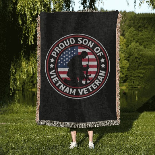 Proud son of Vietnam veteran Woven Blankets