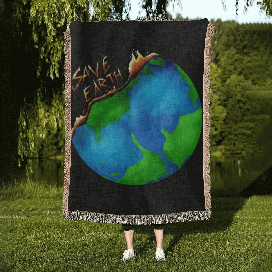 Burning Earth Globe Save Earth For Earth Day Woven Blankets