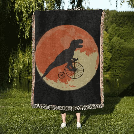 T Rex On The Road Trip Through The World Woven Blankets