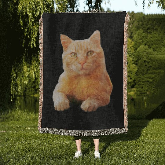Orange Cat Woven Blankets