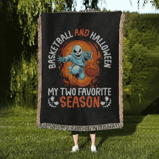 Basketball Halloween Trick Or Treat Spooky Baller Woven Blankets