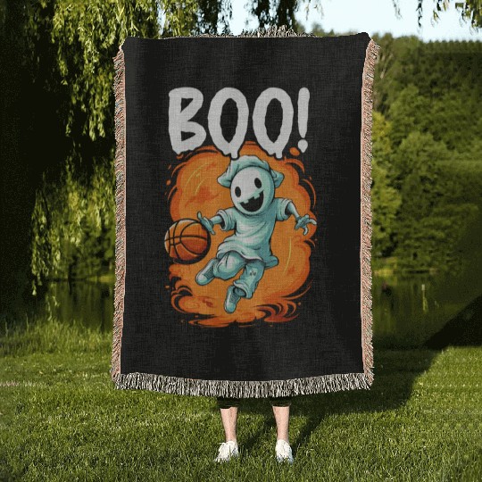 Basketball Halloween Trick Or Treat Spooky Baller Woven Blankets