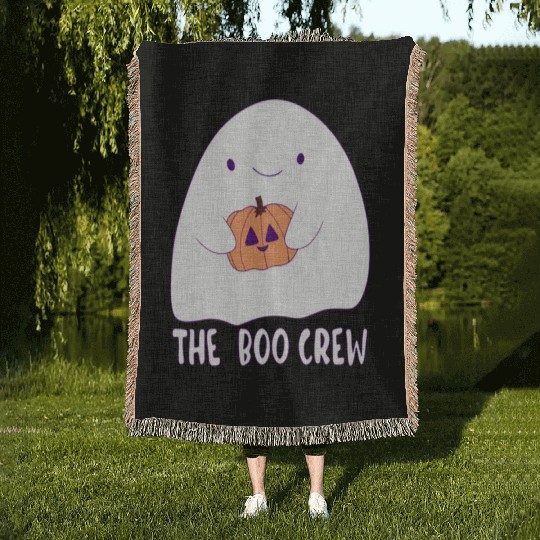 halloween cute kawaii ghost trick or treat pumpkin Woven Blankets