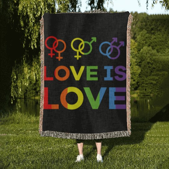 love is love Woven Blankets love rainbow gay lesbian lgbt