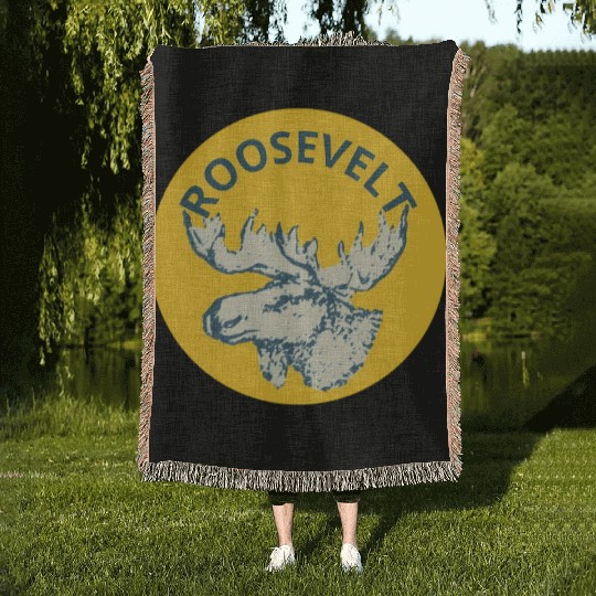 Teddy Roosevelt Bull Moose Py Woven Blankets