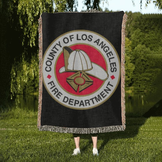 County Of Los Angeles Fire Department Seal Woven Blankets
