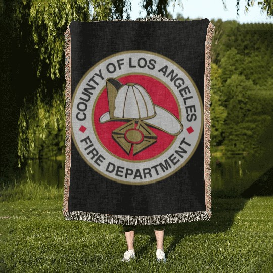 County Of Los Angeles Fire Department Seal Woven Blankets