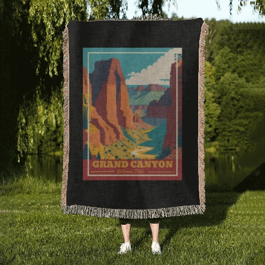 Grand Canyon National Park Arizonna Vintage Woven Blankets