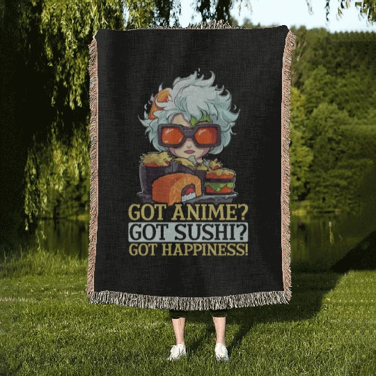 Anime Sushi Lover Nigiri Sashimi Food Manga Otaku Woven Blankets