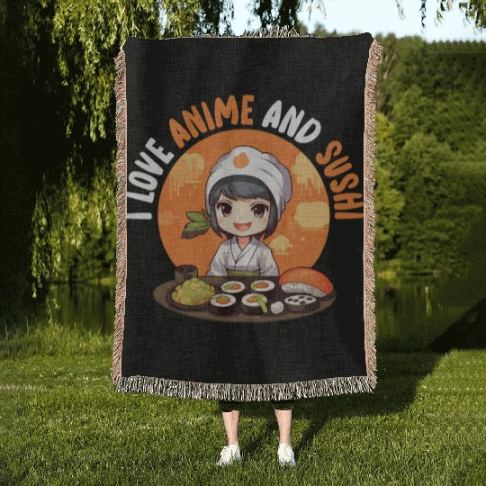 Anime Sushi Lover Nigiri Sashimi Food Manga Otaku Woven Blankets