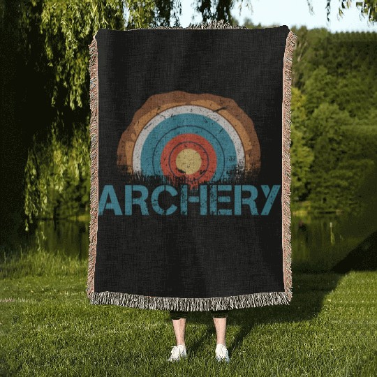Retro Vintage Archery Hunting Bow And Arrow Woven Blankets