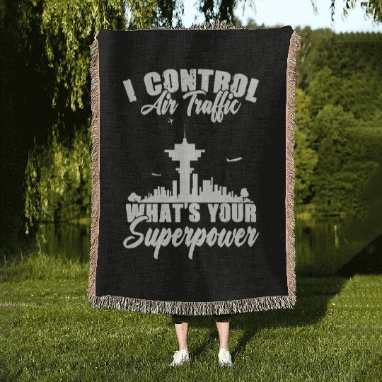Air Traffic Control Funny Aviation For Atc Flight Woven Blankets