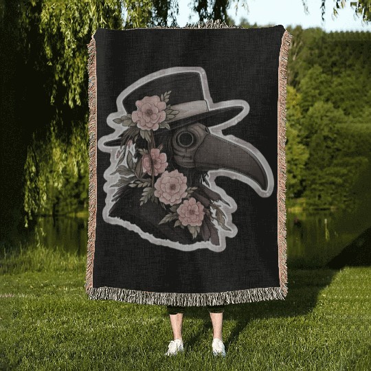 Cute Floral Plague Doctor Woven Blankets