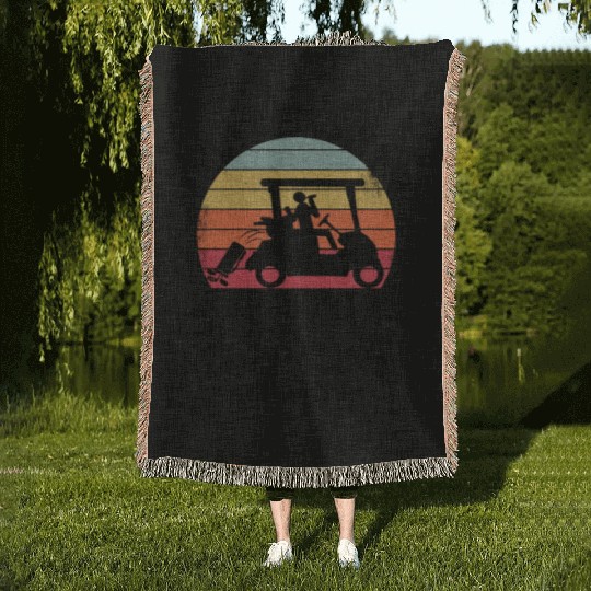 Beer Golf Cart Funny Golfer Vintage Golfing Quotes Woven Blankets