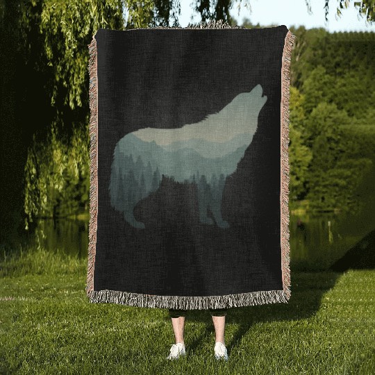 Lone Wolf Survives The Mountain Woven Blankets