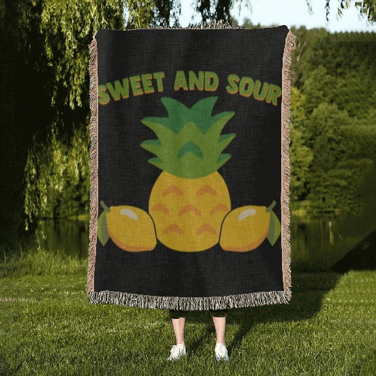 Pineapple And Lemon Vibes For Sweet And Sour Woven Blankets