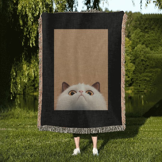 Cranky Whiskers - Adorable Grumpy Cat Woven Blankets