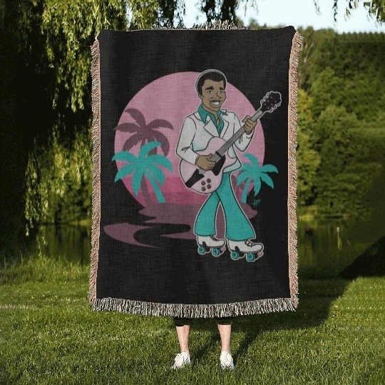 Breezin' on Wheels Retro Cartoon - Malibu Style Woven Blankets