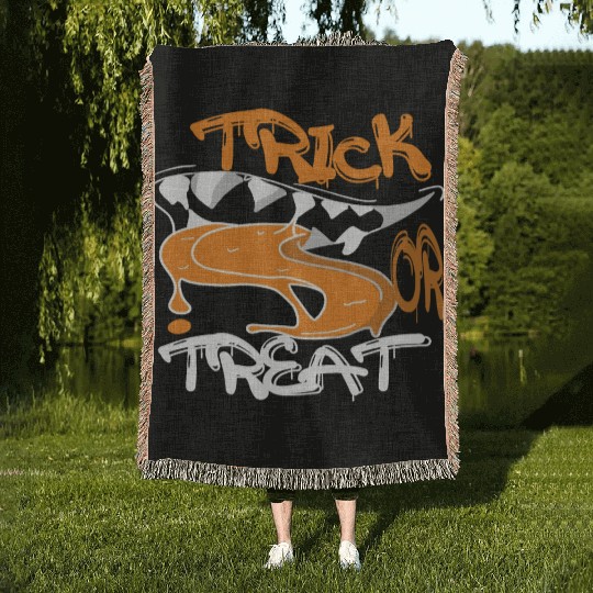 trick or treat Woven Blankets