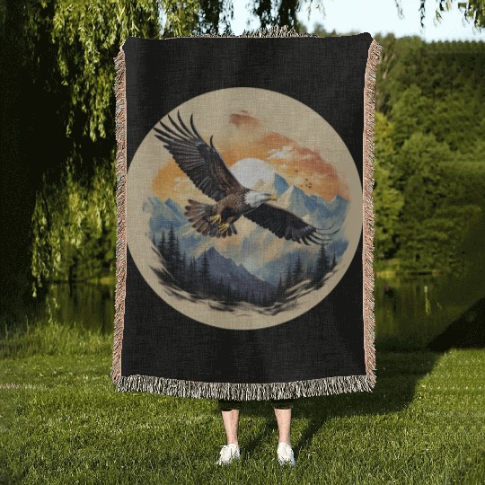 Bald Eagle as America's Symbol Woven Blankets