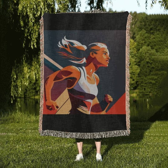 Sport Girl Running Woven Blankets
