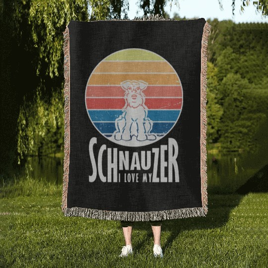 Schnauzer Love Woven Blankets