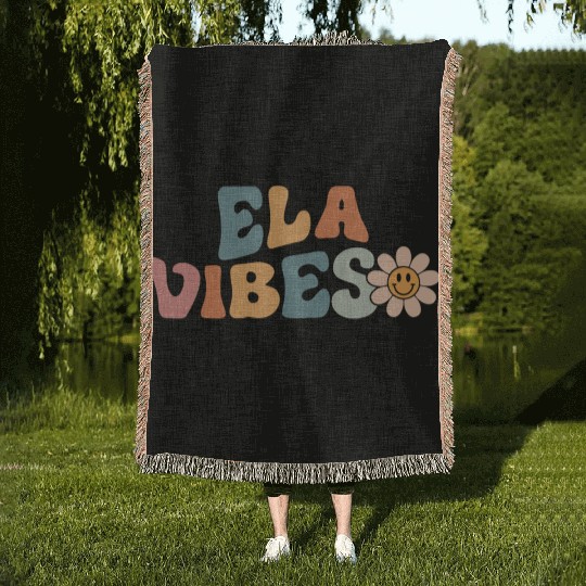 English Teacher - Ela Vibes Teacher Student Back Woven Blankets