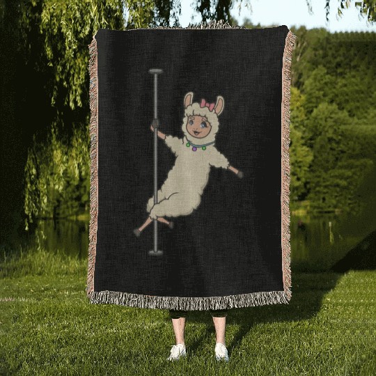 Llama On Pole Dance Pole Pole Fitness Woven Blankets