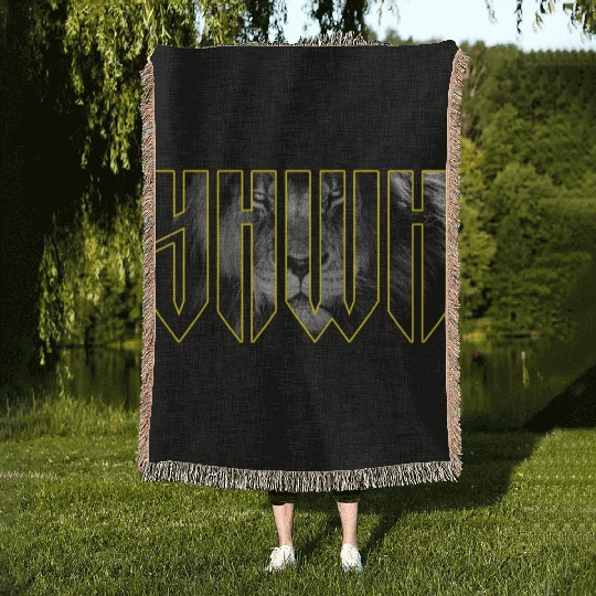YHWH Yahweh Lion Christian Woven Blankets