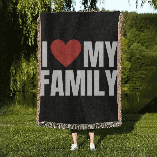 I Love My Family Gathering Reunion Celebration Woven Blankets