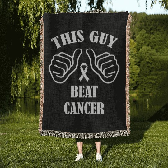 This Guy Beat Cancer Woven Blankets