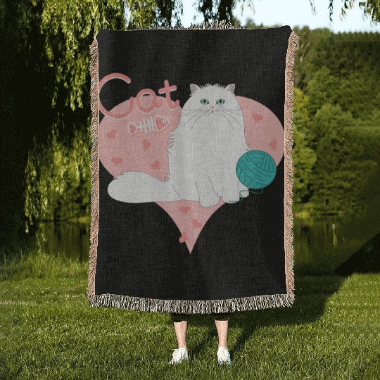 Love Persian Cat Woven Blankets