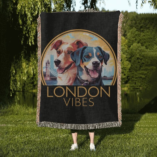 London Vibes England Cute Dogs Dog Lovers Woven Blankets