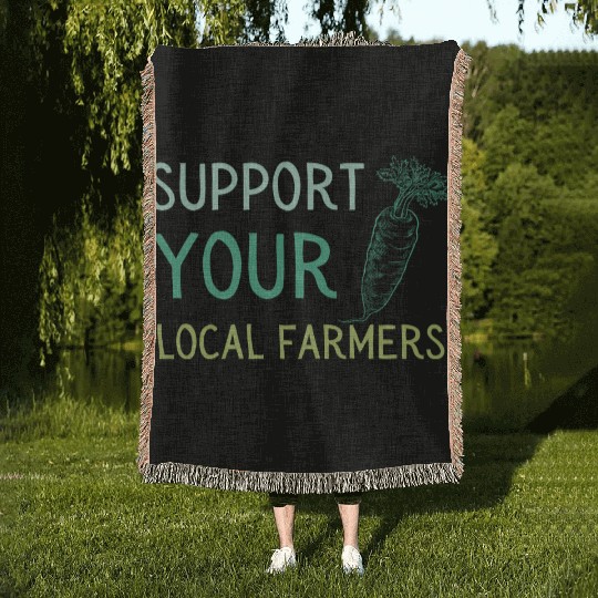 Support Local Farmers Carrot Woven Blankets