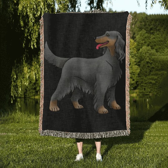 Dog Irish Setter Black And Tan Woven Blankets