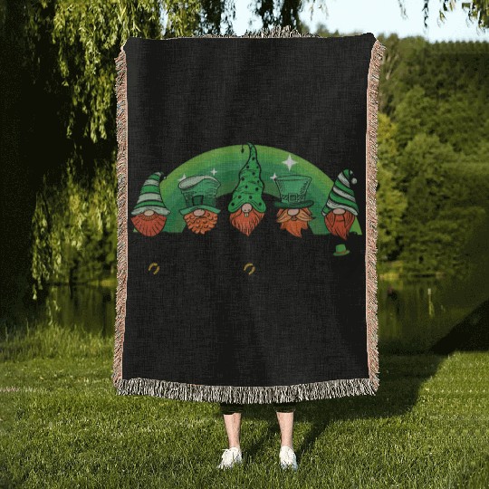 Saint Patrick s Day Horseshoe Clover Shamrock Woven Blankets