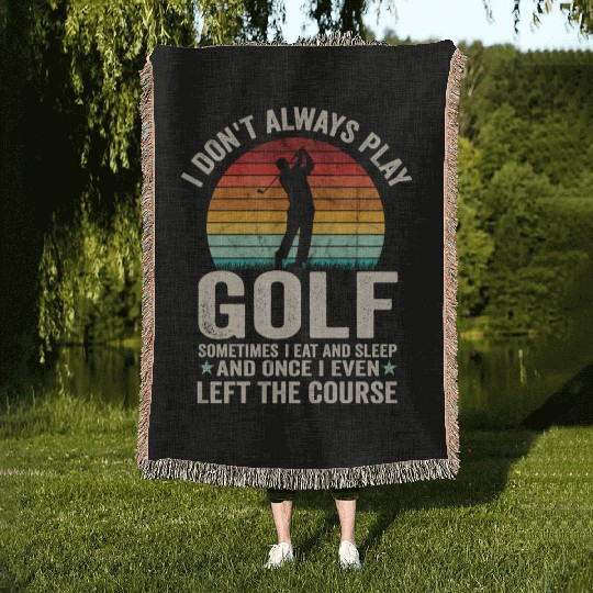 Fathers Day Gifts For Golf Dad Funny Golf Meme Woven Blankets