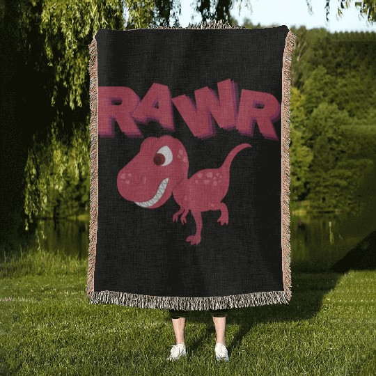 Rawr Cute Rex Dino Extinct Lover Tyrannosaurus Woven Blankets