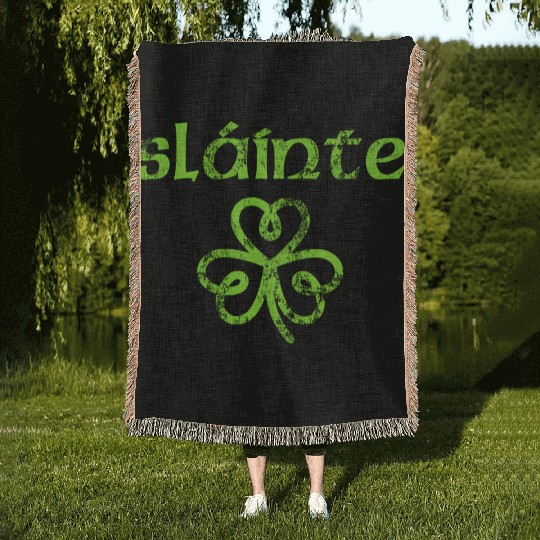 Slainte Cheers Health Fun St Patric Day Woven Blankets