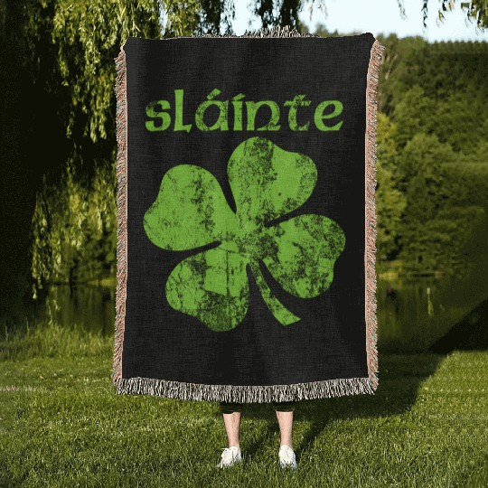 Slainte Cheers Health Fun St Patric Day Woven Blankets