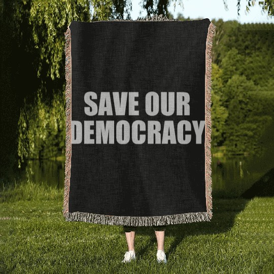 Save our democracy Woven Blankets