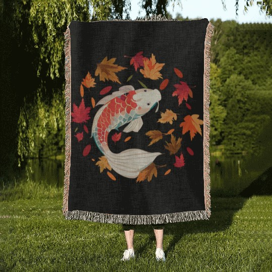 Autumn in the Japanese Garden Woven Blankets