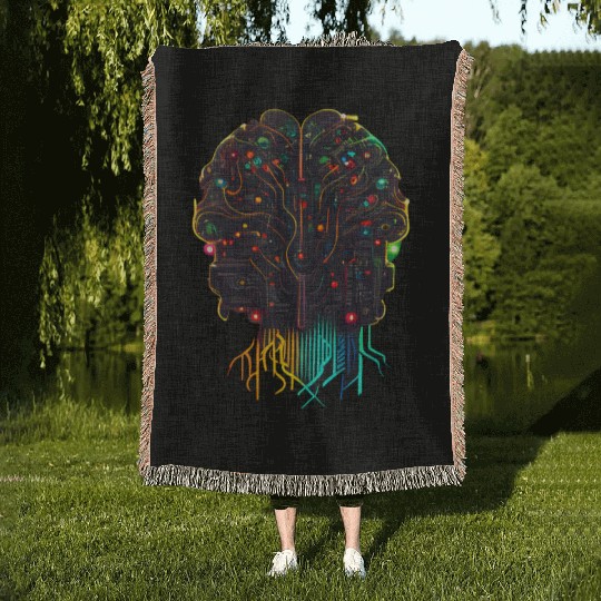 AI Artificial Intelligence Human Electric Brain Woven Blankets
