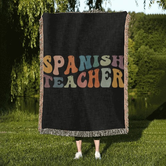 Groovy Spanish Teacher Maestra Bilingual Teaching Woven Blankets