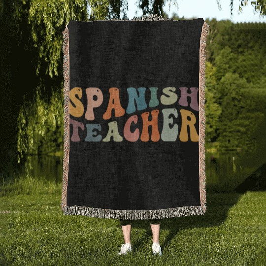 Groovy Spanish Teacher Maestra Bilingual Teaching Woven Blankets