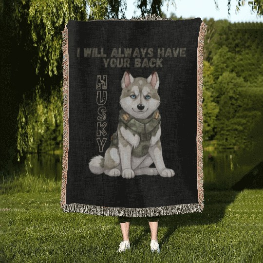 Cute Beautiful Love Husky Puppy Dog Design Woven Blankets