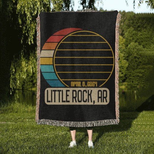 Total Solar Eclipse Arkansas Little Rock 4 28 2024 Woven Blankets