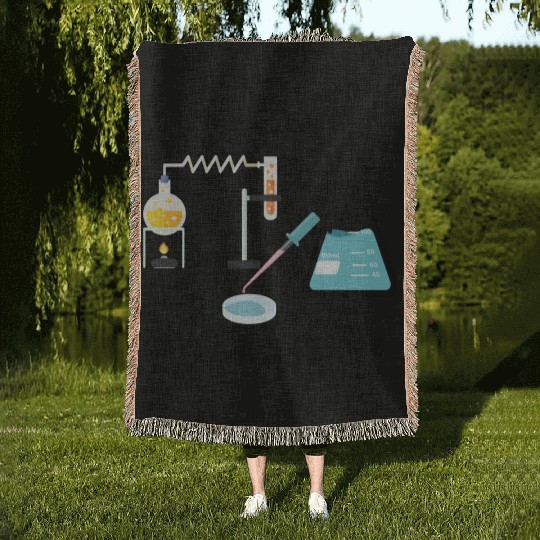 My lab is my happy place, biology and science Woven Blankets