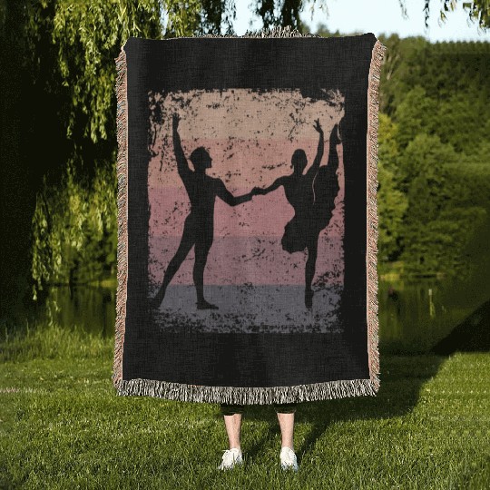Ballet Dance Couple Vintage Ballerina Woven Blankets