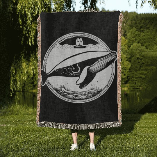 Whale Ocean Marine Woven Blankets